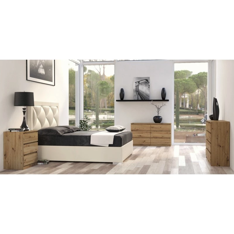 Komoda Topeshop M6 140 ARTISAN ąžuolas 6 stalčiai