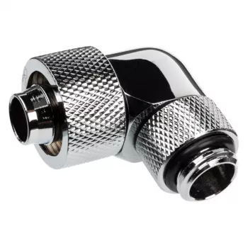 Alphacool Eiszapfen jungtis 90 laipsnių G1/4 colio AG į 16/10 mm - sukiojama, chromo sidabrinė