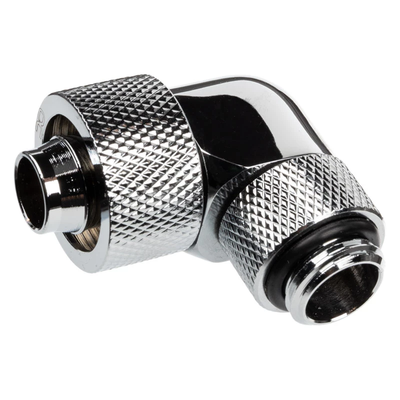 Alphacool Eiszapfen jungtis 90 laipsnių G1/4 colio AG į 16/10 mm - sukiojama, chromo sidabrinė