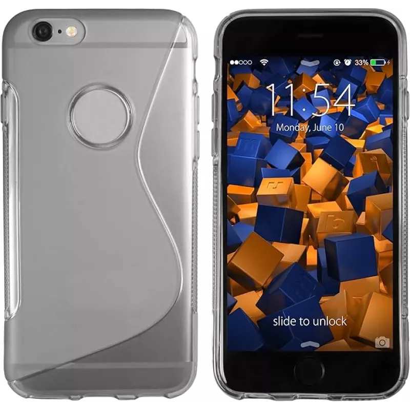 mumbi TPU dėklas S-Design permatomas juodas, skirtas Apple iPhone 6/6s (MUMBI_4498)