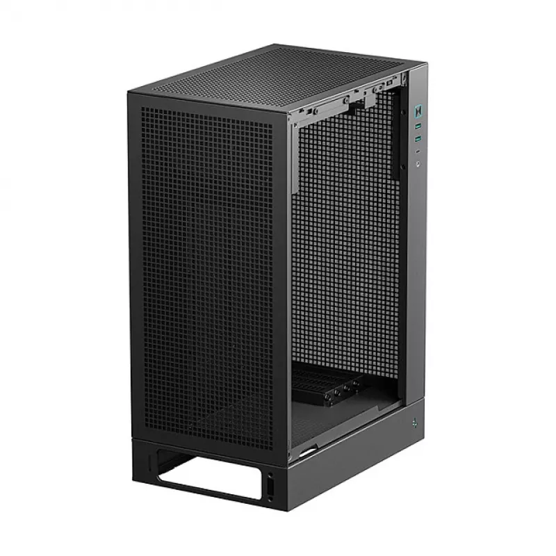 PC korpusas DeepCool CH170 PLUS Tower Juoda — micro-ATX/mini-ITX, grūdintas stiklas, USB-C, viršuje montuojamas PSU