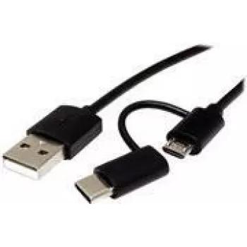 Roline - USB kabelis - Micro-USB Type B, USB-C (V) į USB (V) - USB 2.0 - 1 m - Juoda