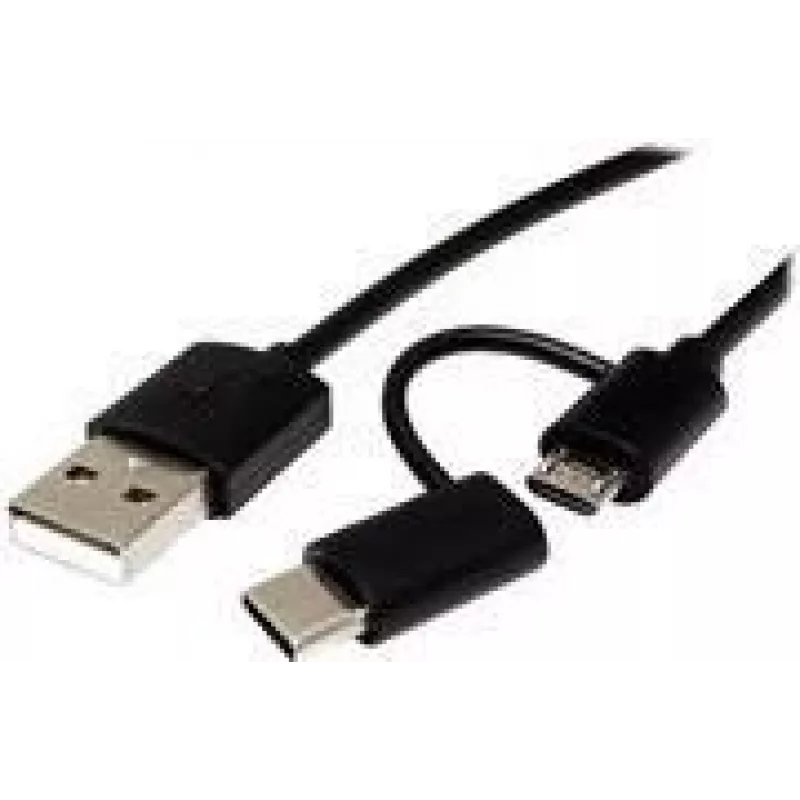 Roline - USB kabelis - Micro-USB Type B, USB-C (V) į USB (V) - USB 2.0 - 1 m - Juoda