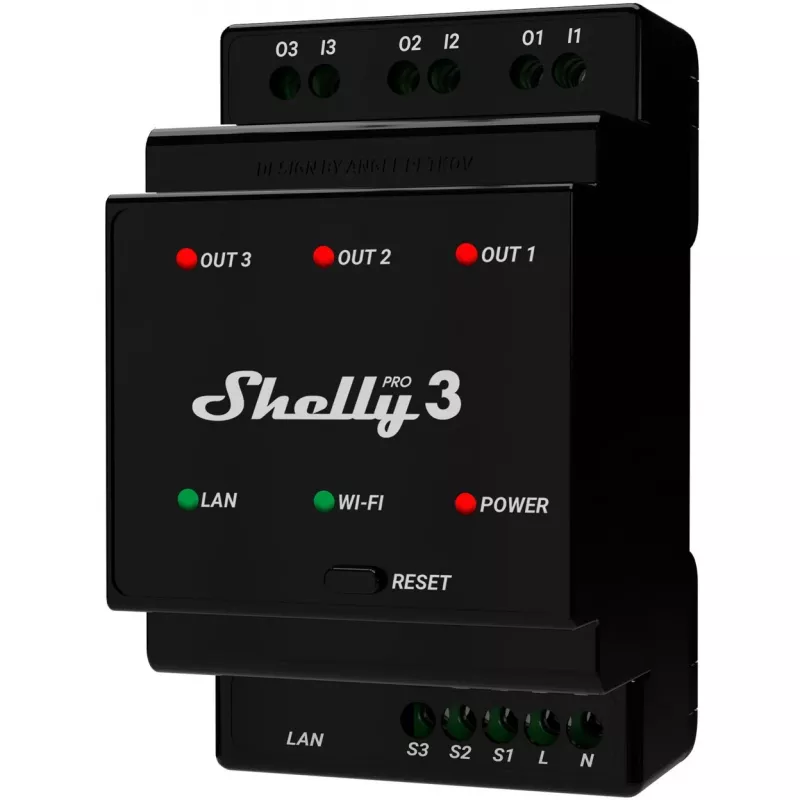 Shelly Pro 3 DIN Rail WiFi/LAN/Bluetooth Relay Switch
