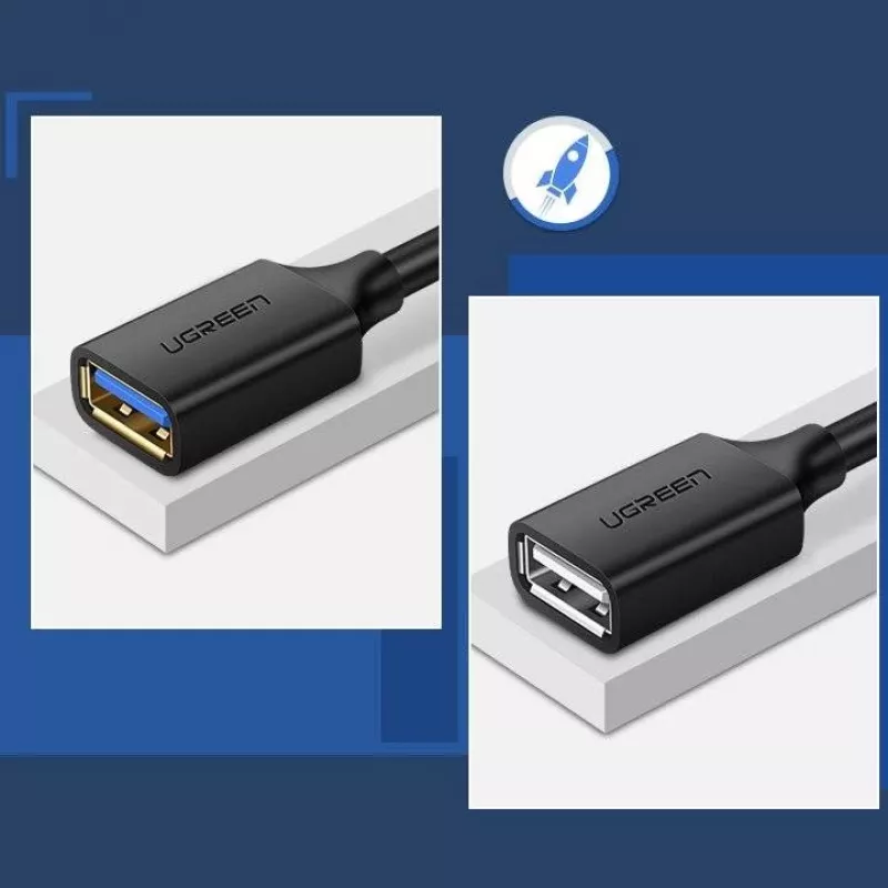 USB 3.0 prailginimo kabelio adapteris UGREEN 10368B — USB A lizdas į USB A kištuką, 1 m, juodas