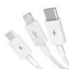 USB laidas Baseus SUP0003529 — USB 3.2 Gen 1 (3.1 Gen 1), 1 m, USB-A į USB-C / Micro USB-A / Lightning, Baltas