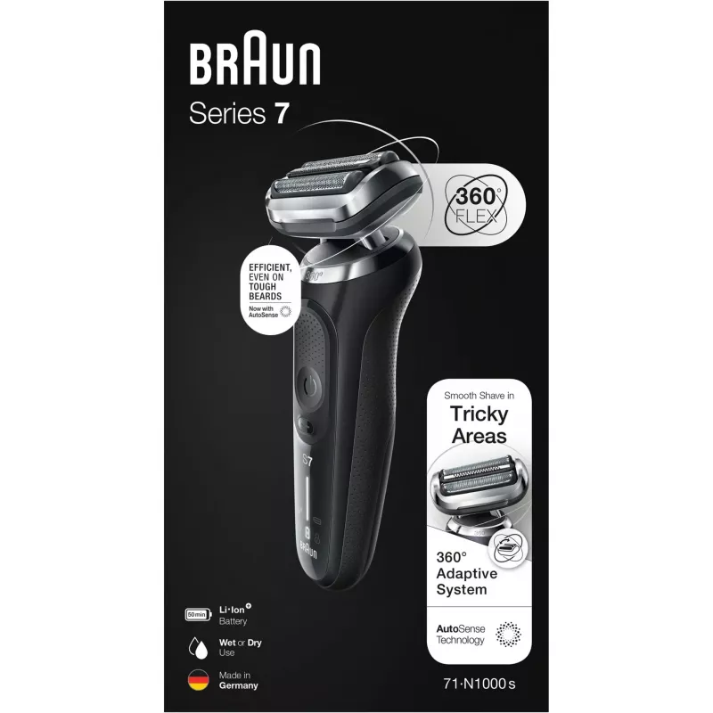 Braun Series 7 71-N1000s elektrinė barzdaskutė su folija, juoda