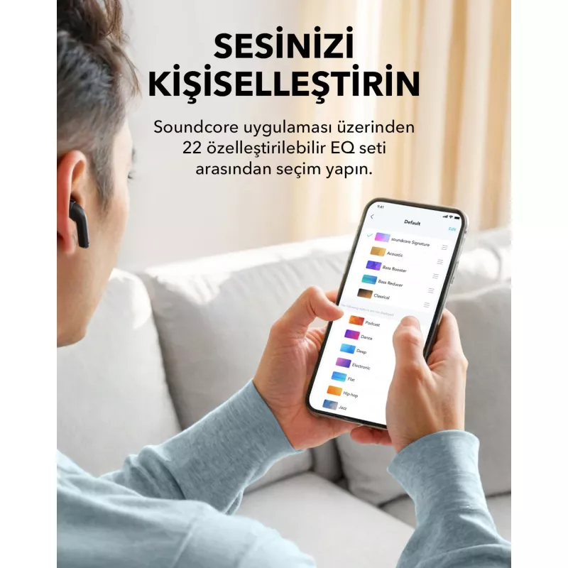 Į ausis įdedamas belaidis ausinių rinkinys Anker Soundcore A3994G11 K20i, USB-C, juodas, intraauralinis