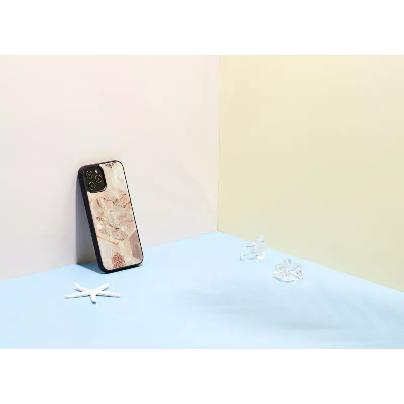 Apsauginis telefono dėklas iKins, skirtas „Apple iPhone 12 Pro Max“ – rožinio marmuro raštas