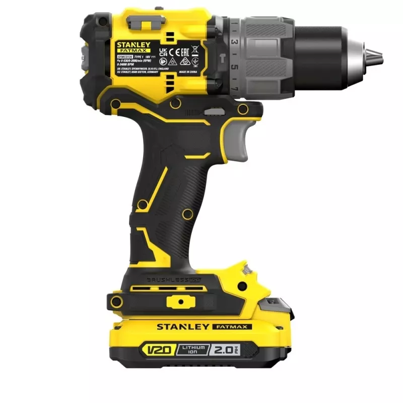 Belaidis gręžtuvas-suktuvas STANLEY FatMax V20 SFMCD726D2K 18V, 2x 2Ah ličio jonų, 80 Nm, 2 greičių, LED