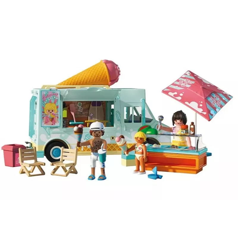 PLAYMOBIL žaidimų rinkinys Ledų furgonas ir banglenčių parduotuvė 71904 su figūrėlėmis