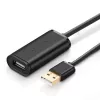 USB A ilginamasis laidas su stiprintuvu, UGREEN US121, 10 m, juodas, A kištukas į A lizdą