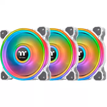 Thermaltake Riing Quad 12 ARGB 120mm korpuso ventiliatoriai, 3 vnt., balti
