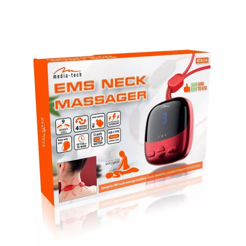 Kaklo masažuoklis MEDIA-TECH MT6534 su EMS technologija, reguliuojamo intensyvumo