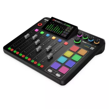 Studijos valdiklis RØDE Caster Pro II Juoda — 4 XLR/TRS kombinuoti lizdai, 4 ausinių išėjimai, 8 padas, jutiklinis ekranas, Wi‑Fi, Bluetooth, USB‑C