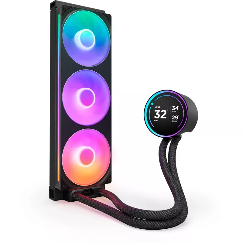 NZXT Kraken Elite 360 RGB procesoriaus „viskas viename“ skysčio aušintuvas 12 cm juodas 1 vnt.