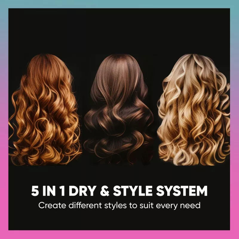 Plaukų formuotuvas SBB 5-in-1 Blowdry and Style SBDR-2850-EU — daugiafunkcis džiovintuvas ir formavimo įrankis