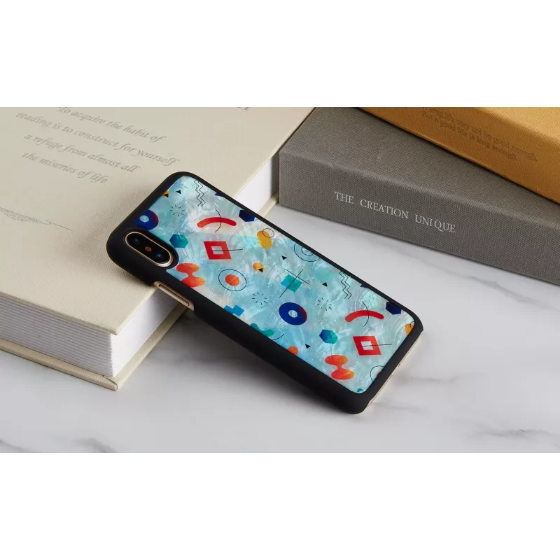 iKins išmaniojo telefono dėklas, skirtas iPhone XS / XS Max, juodo akmens dizaino, apsauginė galinė dangtelis