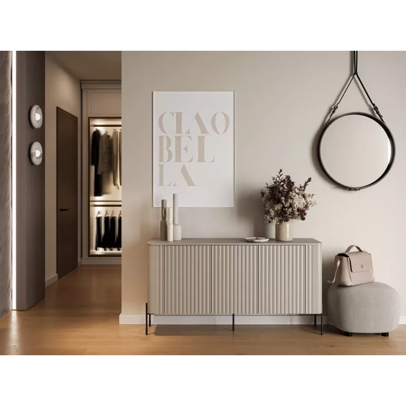 Komoda cama meble VERA 150x40x80 cm, kašmyro matinis, medžio drožlių plokštė, 16 mm korpusas