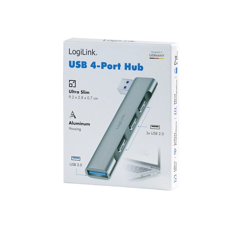 „LogiLink“ USB 3.2 Gen1 šakotuvas 4 prievadų USB-A 1x USB3.0 AF 3x USB2.0 AF UA0436