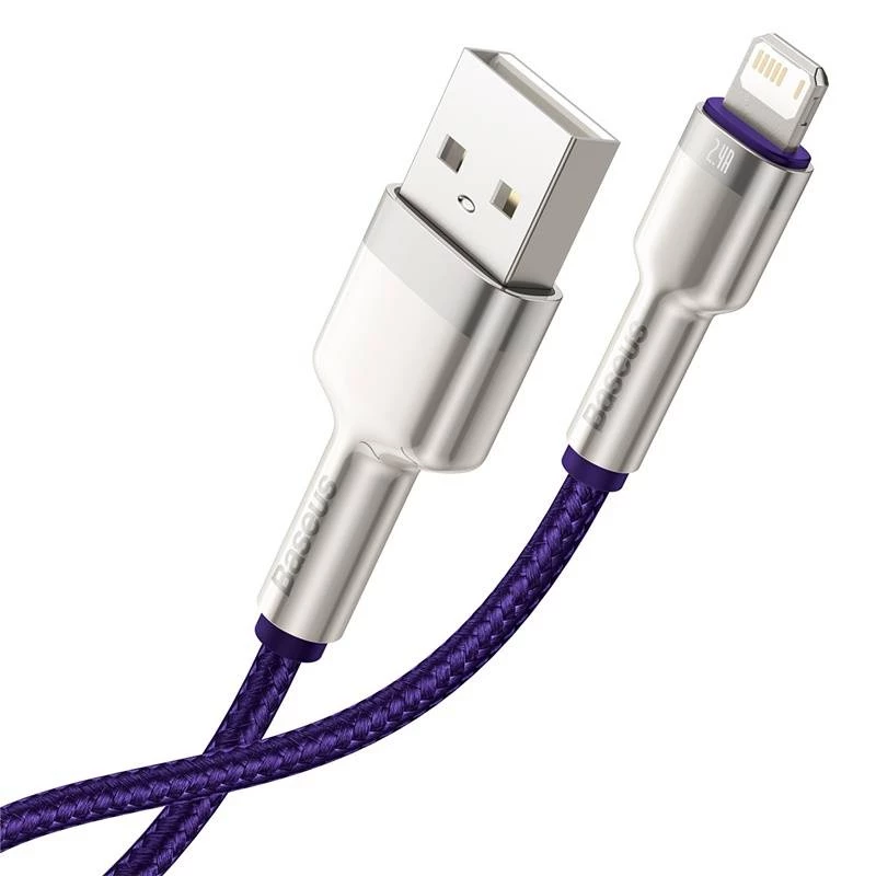 USB-A į Lightning laidas Baseus 1 m — USB duomenų laidas, violetinis
