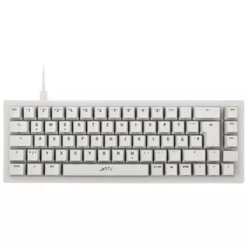 Mechaninė TKL žaidimų klaviatūra XTRFY K5 RGB — be skaitmenų bloko, permatoma / balta