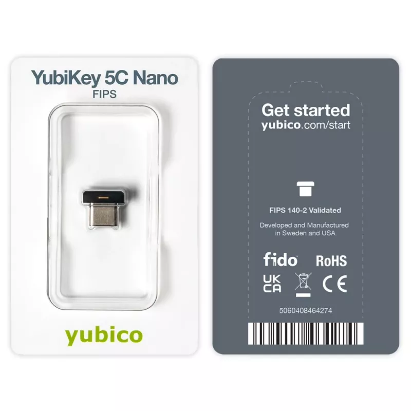 YubiKey Yubico 5C Nano FIPS apsaugos raktas 2048 bitų RSA