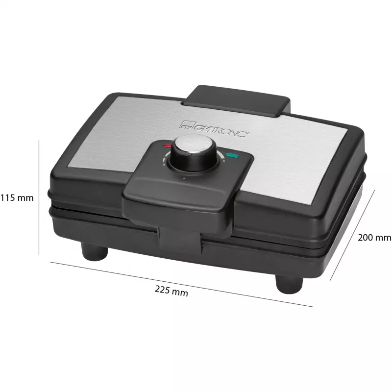 Clatronic WA 3606 vaflinė 2 vafliai Juoda,Nerūdijantis plienas 800 W