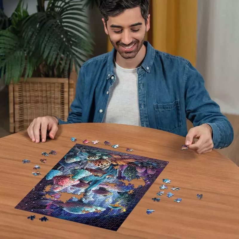 Dėlionė Ravensburger Grybai mėnulio šviesoje, švytinti tamsoje, 500 dalių