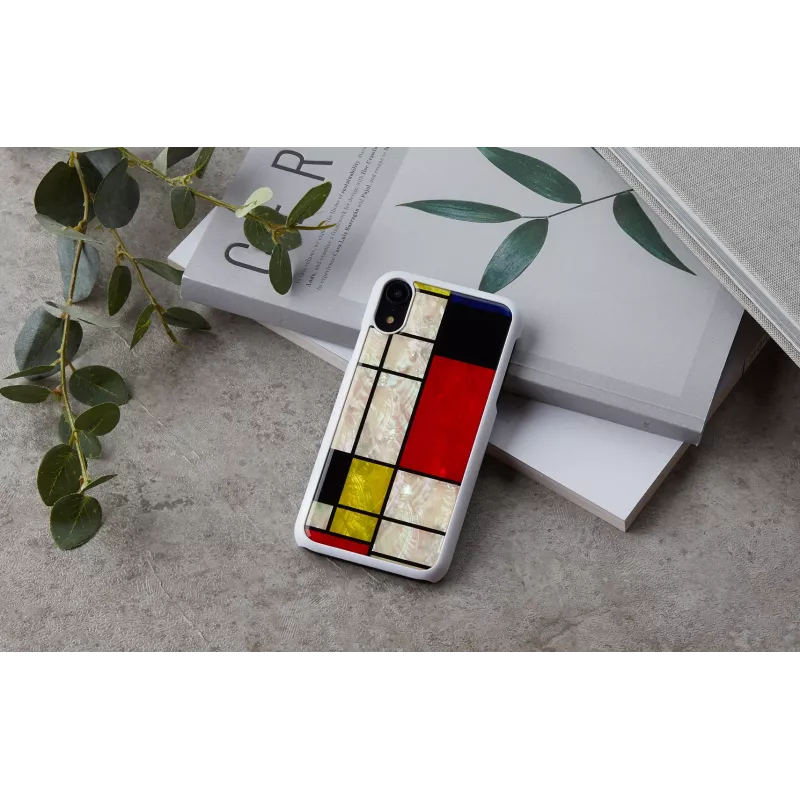 iKins išmaniojo telefono dėklas iPhone XR Mondrian White — apsauginis kietas galinis dangtelis
