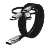 Vention USB 2.0 A kištukas į 3-in-1 Micro-B&USB-C&Lightning kištuką laidas 1M pilkas aliuminio lydinio tipo