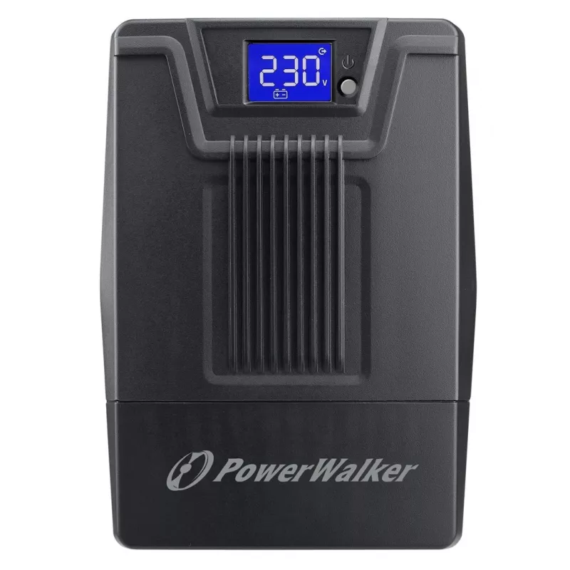 Nepertraukiamo maitinimo šaltinis PowerWalker VI 800 SCL FR — Linijinė-interaktyvi UPS 0,8 kVA (480 W), 2 Type E lizdai, USB, RJ-45/RJ-11, 12V 9Ah baterija, bokštas, juoda
