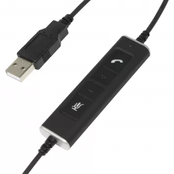 Mono USB ausinės Plusonic 10.1P — vienos ausies USB ausinės, suderinamos su Teams ir Skype