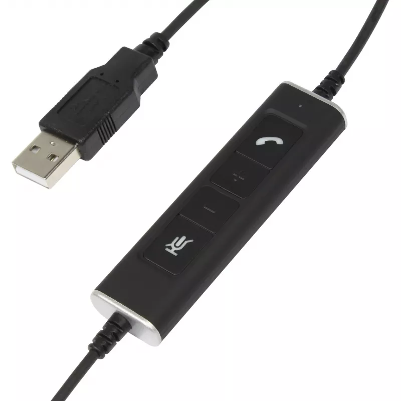 Mono USB ausinės Plusonic 10.1P — vienos ausies USB ausinės, suderinamos su Teams ir Skype