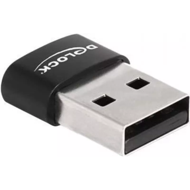 “Delock” USB adapteris, USB (tėvas) į USB-C (motina), USB 2.0, 5 A, juodas (60002)