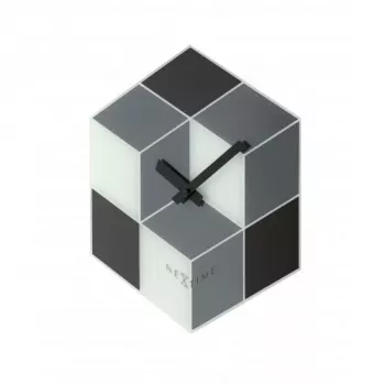 NeXtime klok 8171 Cubic, 43.5x37 cm, sieninis, juoda / balta / pilka