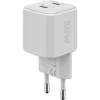 USB-C dvigubas greitasis įkroviklis Nano, PD, GaN, 35 W (baltas, 2x USB-C, Power Delivery 3.0)