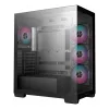 PC korpusas DeepCool CG580 4F Midi Tower — ATX/ITX/MicroATX, grūdintas stiklas, 3×120 mm + 1×120 mm ventiliatoriai, 2×3,5 col. ir 2×2,5 col., USB-A×2 USB-C×1, juodas