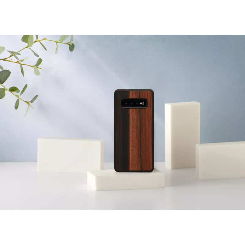 man and wood išmaniojo telefono dėklas Samsung Galaxy S10 – juodmedžio juodas, apsauginė medinė nugarėlė ir buferis
