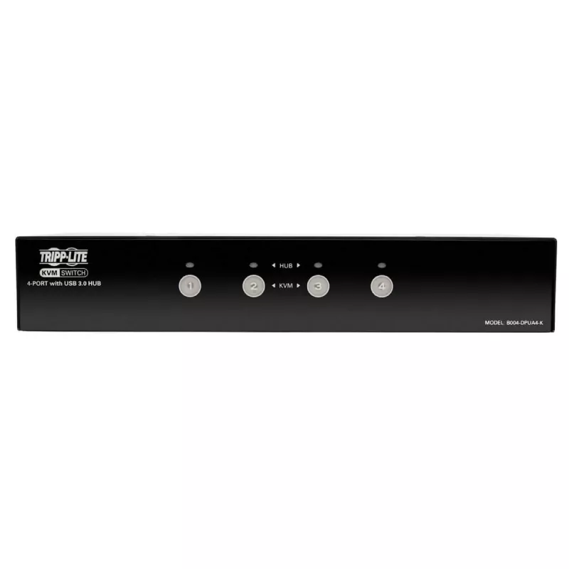 EATON TRIPPLITE 4 prievadų DisplayPort KVM jungiklis su garso kabeliais ir USB 3.0 SuperSpeed šakotuvu (B004-DPUA4-K)