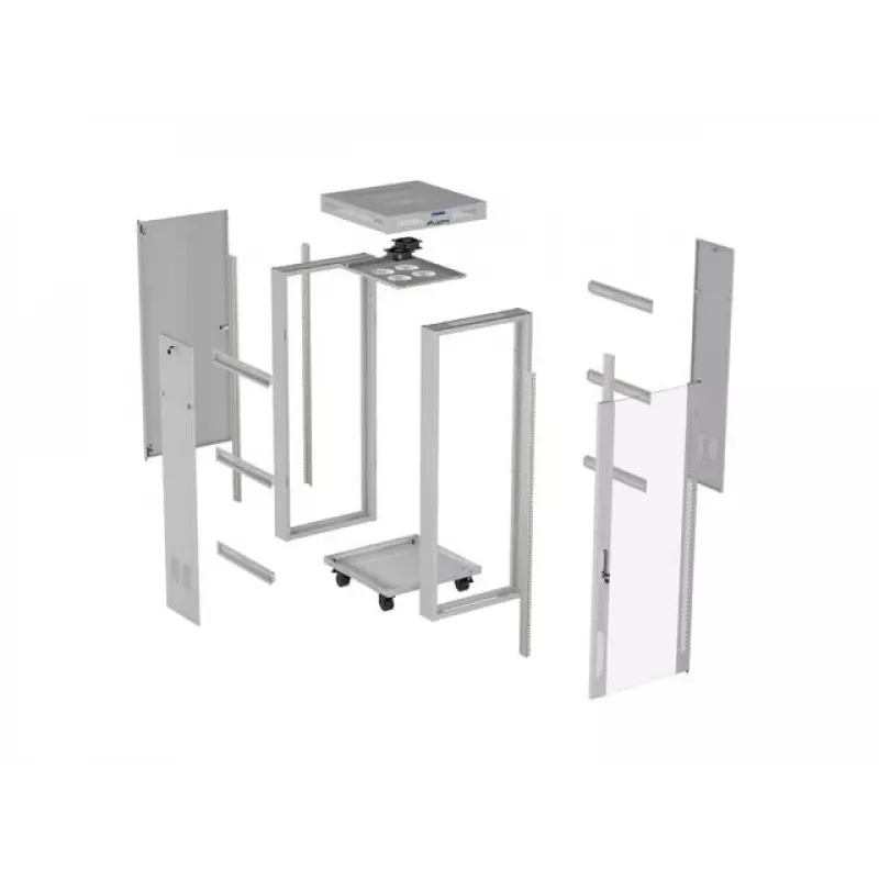 LANBERG 19 colių 32U stovintis stovas-spinta 600×600 mm pilka su perforuotomis durimis ir LCD (plokščia pakuotė)