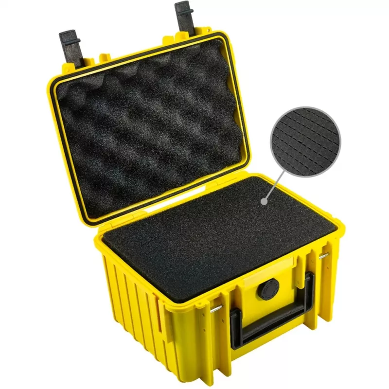 B&W Cases type 2000 geltonas polipropileno dėklas, atsparus dulkėms, smūgiams ir purslams