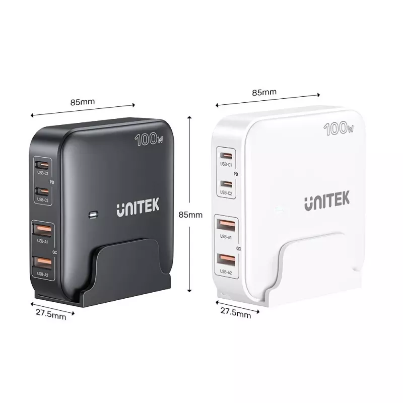 Unitek stalinis įkroviklis P1229ABK01-EU 100W su 2× USB-A ir 2× USB-C