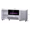 Komoda su elektriniu židiniu Cama Meble PAFOS 180x42x82 cm matinė juoda, 3 durys, 2 lentynos, 1400–1600 W