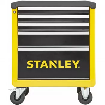 Įrankių vežimėlis Stanley STST74305-1 su 5 stalčiais, geltona/juoda, 3 plokšti + 2 aukšti stalčiai