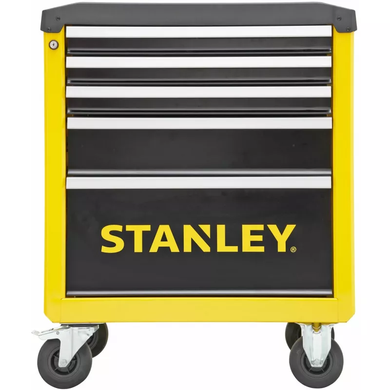 Įrankių vežimėlis Stanley STST74305-1 su 5 stalčiais, geltona/juoda, 3 plokšti + 2 aukšti stalčiai