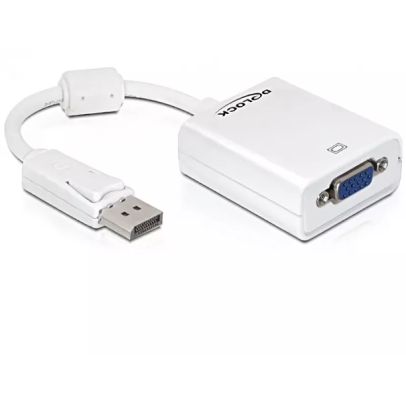 Vaizdo kabelio adapteris DeLOCK 61766 0,125m VGA DisplayPort baltas