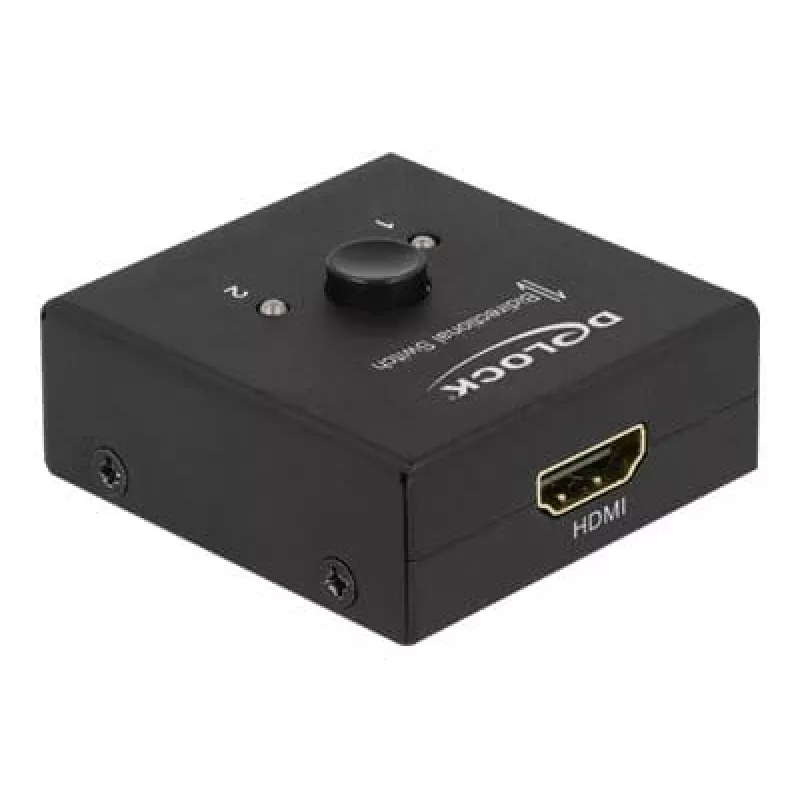 DeLock HDMI 2 į 1 dvikryptis kompaktiškas 4K 60 Hz jungiklis - Mažmeninė dėžutė - Vaizdo/garso jungiklis - 2 x HDMI - Staliniam naudojimui (64072)