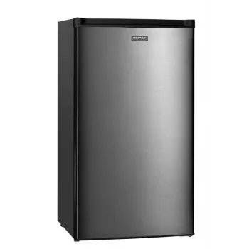 Laisvai pastatomas šaldytuvas MPM 112-CJ-16/AA — 82 L bendras, 69 L šaldytuvas, 11 L šaldiklis, pilkas, 480×500×840 mm, reversibilinės durelės, E klasė