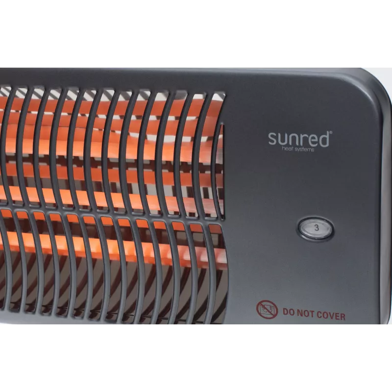 Kvarcinis elektrinis šildytuvas SUNRED LUG-2000W — 2000 W, kvarcinio stiklo elementas, skirtas naudoti lauke, montuojamas ant sienos, IP24, juodas